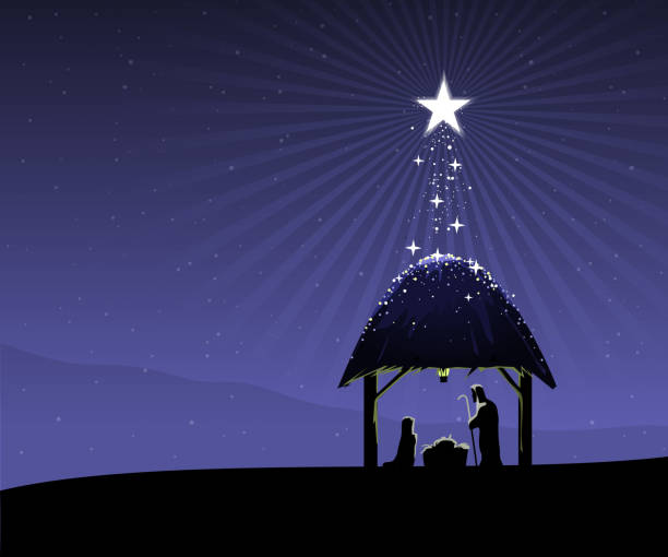 Nativity Scene Blue Stock Illustration - Download Image Now - Nativity Scene,  Spirituality, Backgrounds - iStock