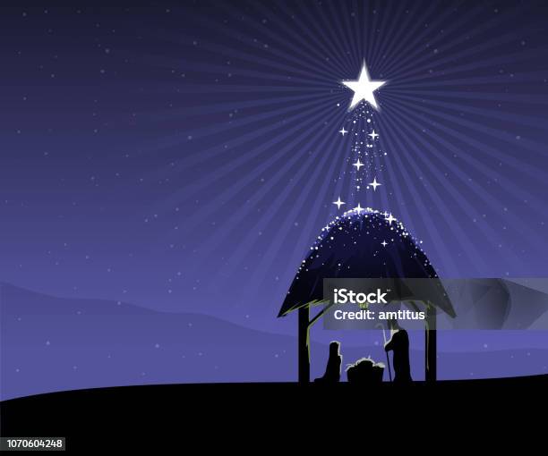 Nativity Scene Blue Stock Illustration - Download Image Now - Christmas, Nativity Scene, Backgrounds