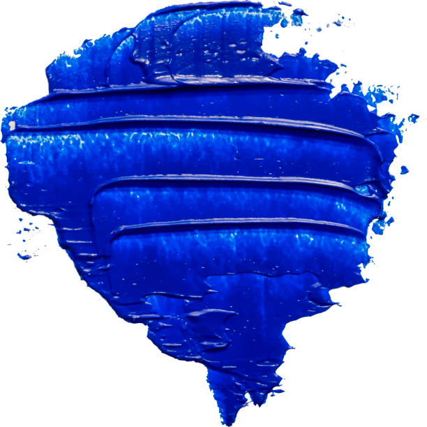 istock Textured bkue oil paint brush stroke isolated on transparent background 1070607176