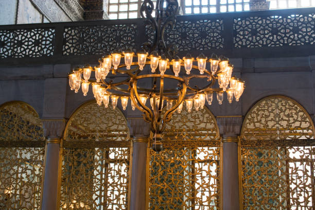 istock Beautiful mosque chandelier in Istanbul, Turkey, on display 1070626936