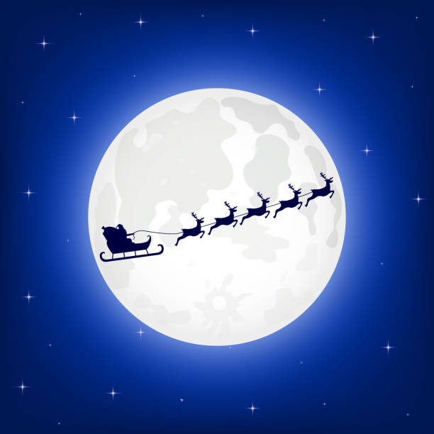 istock Santa Claus is flying in a sleigh on the northern Christmas deer 1070631216