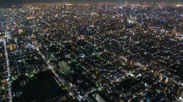 istock Tokyo Skyline from Air at Night 1070635352