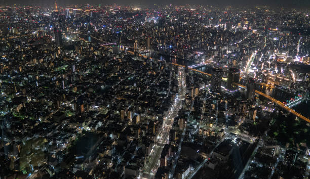 istock Tokyo Skyline from Air at Night 1070638244