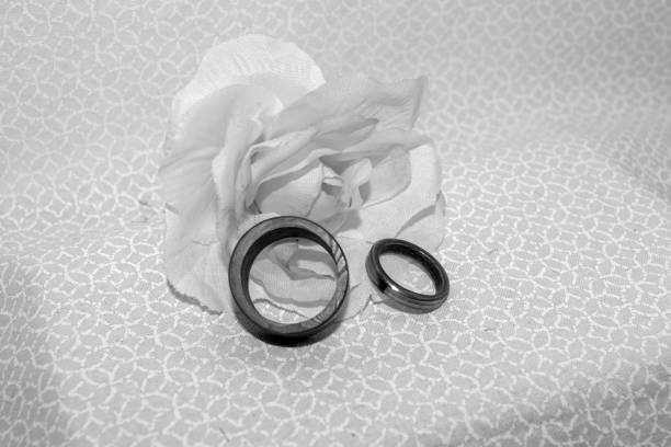 Black and white wedding band portrait