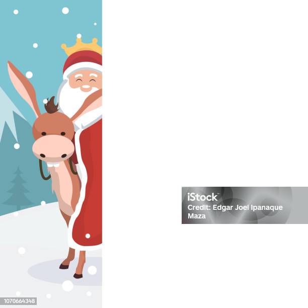 Christmas Card Of King Wizard With White Background To Write Stock Illustration - Download Image Now