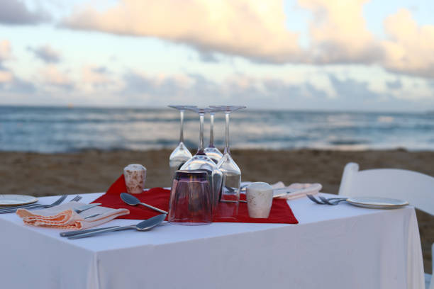 istock Romantic dinner on the beach by the ocean 1070665460