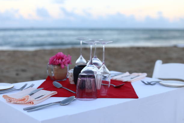 istock Romantic dinner on the beach by the ocean 1070665650