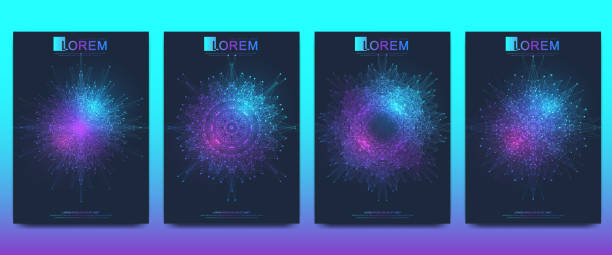 istock Modern vector template for brochure, leaflet, flyer, cover, banner, catalog, magazine, or annual report in A4 size. Futuristic science and technology design. Presentation with mandala. Lines plexus. 1070679426