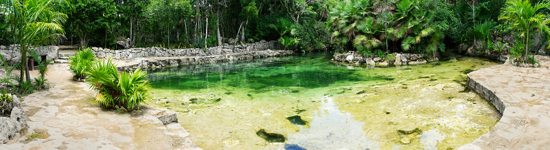 Panorama photo of cenote in Mexico