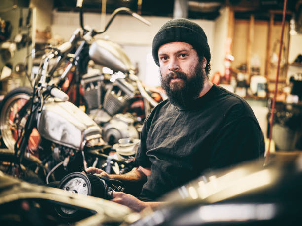 istock Retro Motorcycle Mechanic 1070694602