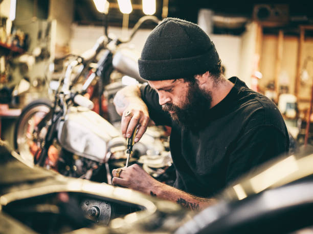 istock Retro Motorcycle Mechanic 1070695728