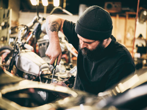 istock Retro Motorcycle Mechanic 1070695848