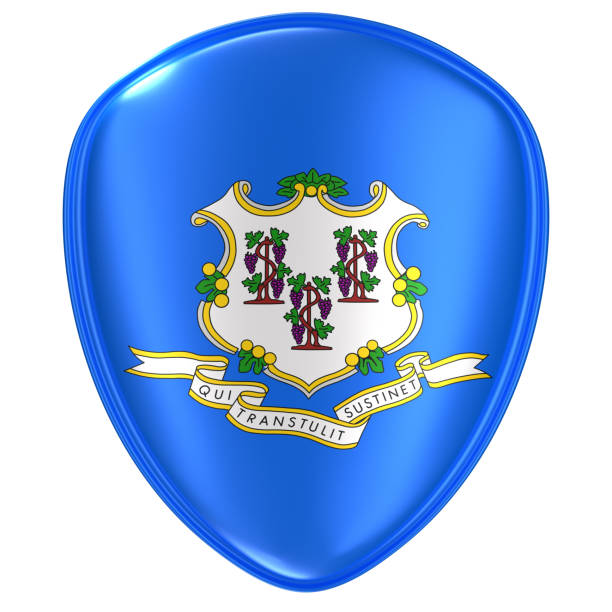 istock 3d rendering of a Connecticut USA State flag icon. 1070699668