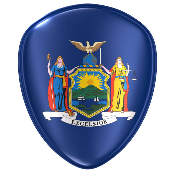 3d rendering of a New York USA State flag icon.