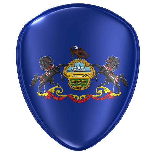 istock 3d rendering of a Pennsylvania USA State flag icon. 1070701236