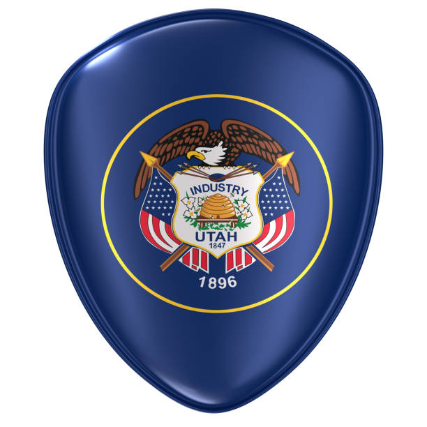istock 3d rendering of an Utah USA State flag icon. 1070701332