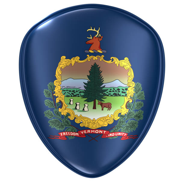 istock 3d rendering of a Vermont USA State flag icon. 1070701362
