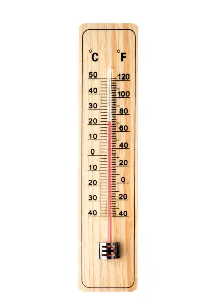 Wood thermometer isolated on white