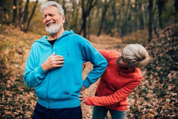 istock Senior fit couple man with backache 1070710896