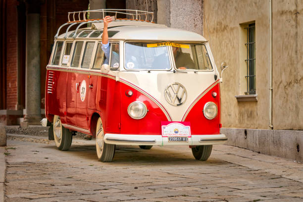 Vigevano / Italy - October 01, 2016: Classic car, a vintage German Volkswagen Transporter van during a meeting of old cars.