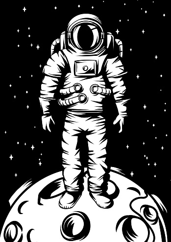 Ilustración de Dibujo De Astronauta En La Luna y más Vectores Libres de  Derechos de Astronauta - Astronauta, Accesorio de cabeza, Arte - iStock