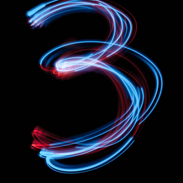 istock The neon number 3, blue light image 1070722348