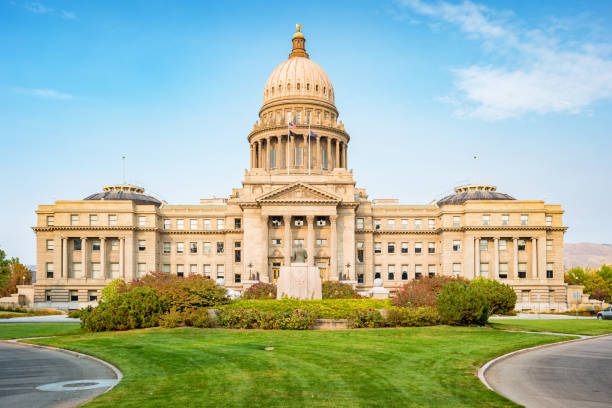 Stock photograph of the State Capitol building in Boise Idaho USA on a sunny day.