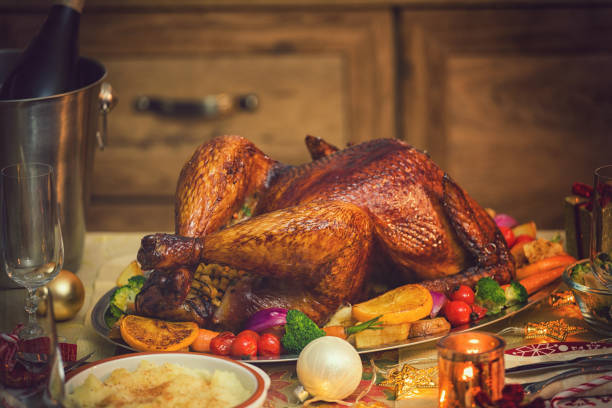 istock Traditional Stuffed Christmas Turkey with Side Dishes 1070724574