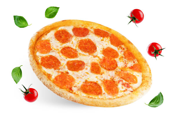 istock Pizza with pepperoni, tomato sauce and cheese isolated 1070726566