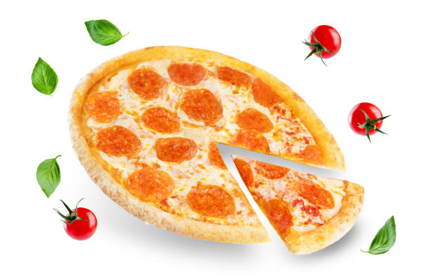 istock Pizza with pepperoni, tomato sauce and cheese isolated 1070726624