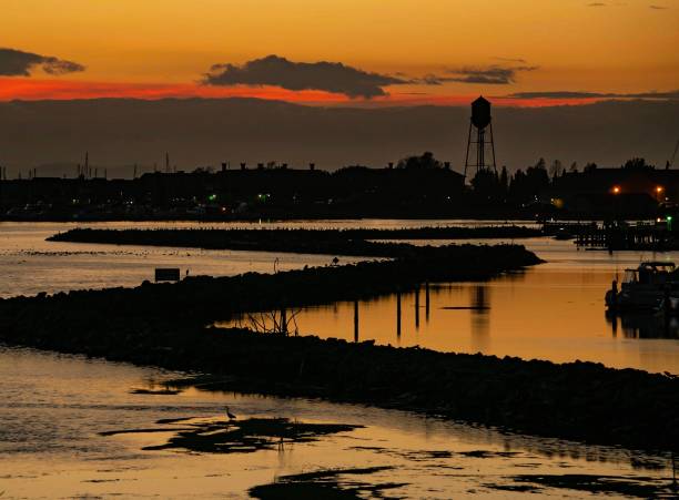 Blaine Sunset Sunset over harbor in Blain WA blaine washington stock pictures, royalty-free photos & images