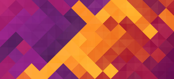 Abstract Triangles Horizontal Background Abstract gradient triangles vibrant background with space for copy. purple vintage backgrounds stock illustrations