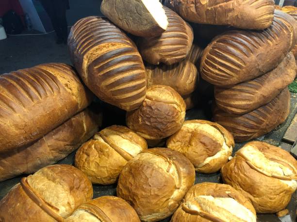istock Organic homemade bread on a outdoors market 1070742956