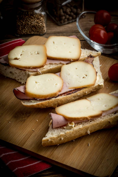 istock Sandwich with ham and smoked cheese. 1070749050