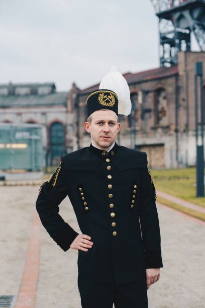 istock Black coal miner foreman in gala parade uniform 1070751334