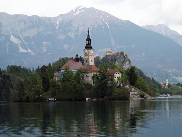 istock Bled lake with church and castle 1070754022