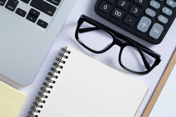 istock Office desk table with laptop and supplies 1070758226