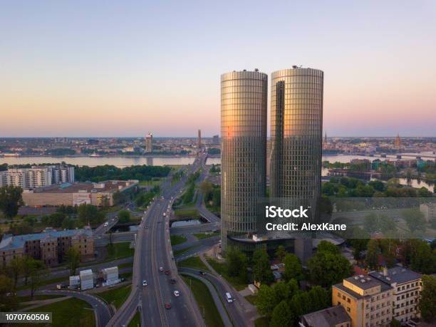 Riga Latvia May 25 2018 Beautiful Aerial View On The Ztowers Stock Photo - Download Image Now