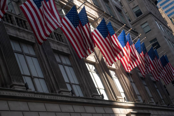 istock Building with American flags in New York City 1070763986