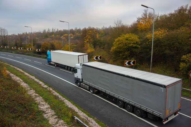 istock Articulated lorries on the road 1070764426