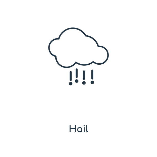 Hail concept line icon. Linear Hail concept outline symbol design. This simple element illustration can be used for web and mobile UI/UX. Hail concept line icon. Linear Hail concept outline symbol design. This simple element illustration can be used for web and mobile UI/UX. car hailstorm stock illustrations