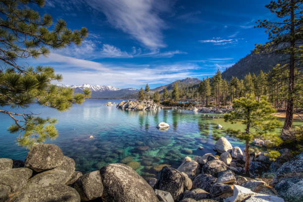 Lake Tahoe A beautiful day at the Sand Harbor area of Lake Tahoe nevada stock pictures, royalty-free photos & images