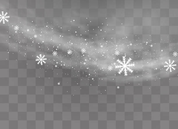 Snow transparent background. Snow and wind on a transparent background. White gradient decorative element.vector illustration. winter and snow with fog. wind and fog. snowflake shape illustrations stock illustrations