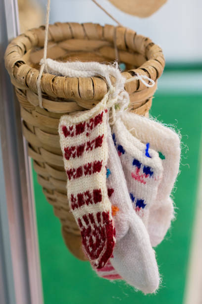 istock Turkish style traditional hand knitten socks on display 1070789926