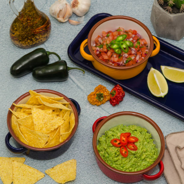 istock Guacamole and salsa dip next to tortilla chips. 1070796200