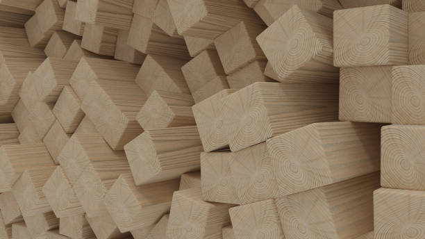 istock Render of 3D construction timber beams and planks 1070809786