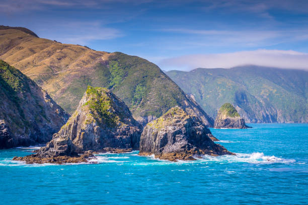 Cook Strait, New Zealand between the North and the South Island stock photo