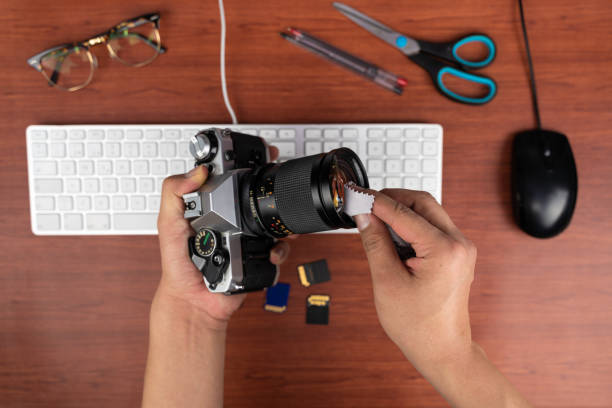 istock Studio Photography with computers, cameras, flashes and multiple lens 1070821246