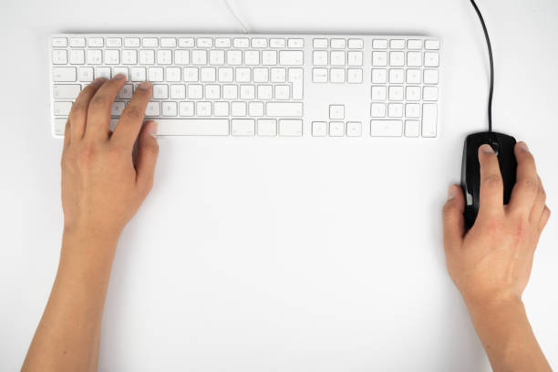 istock Working at home with laptop men writing a blog. Typing on a keyboard. Programmer or computer hacker 1070821470