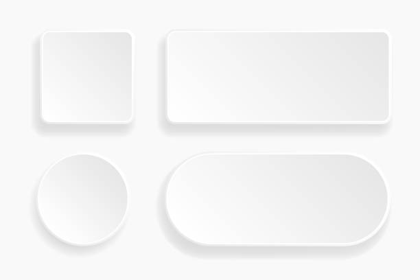 веб тиснением 3d кнопки. белые пустые 3d иконки - push button stock illustrations